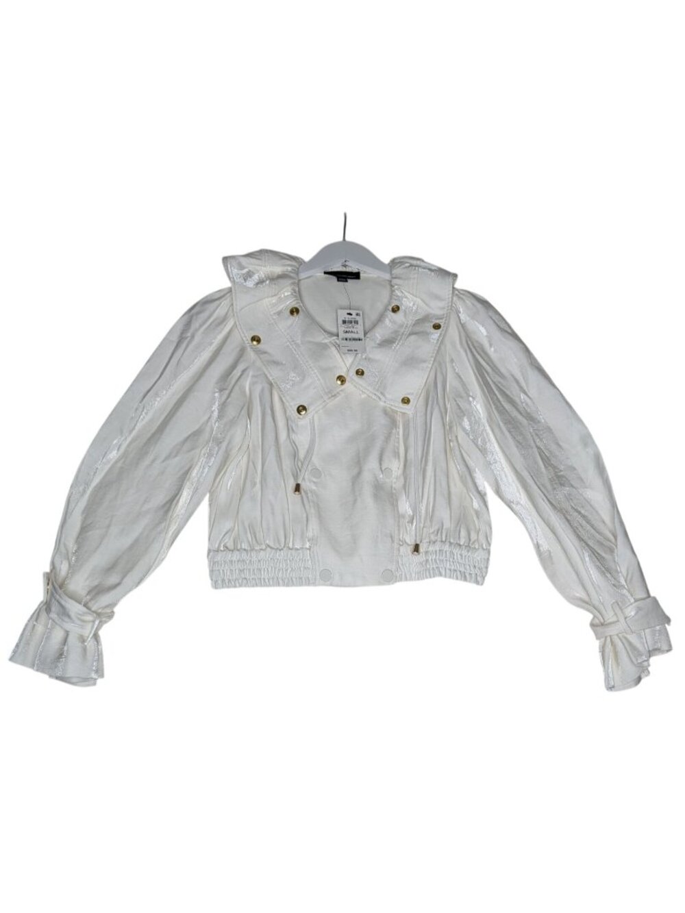 INC International Concepts NWT White Motorcycle Jacket w sheen Gold Hardware Bal
